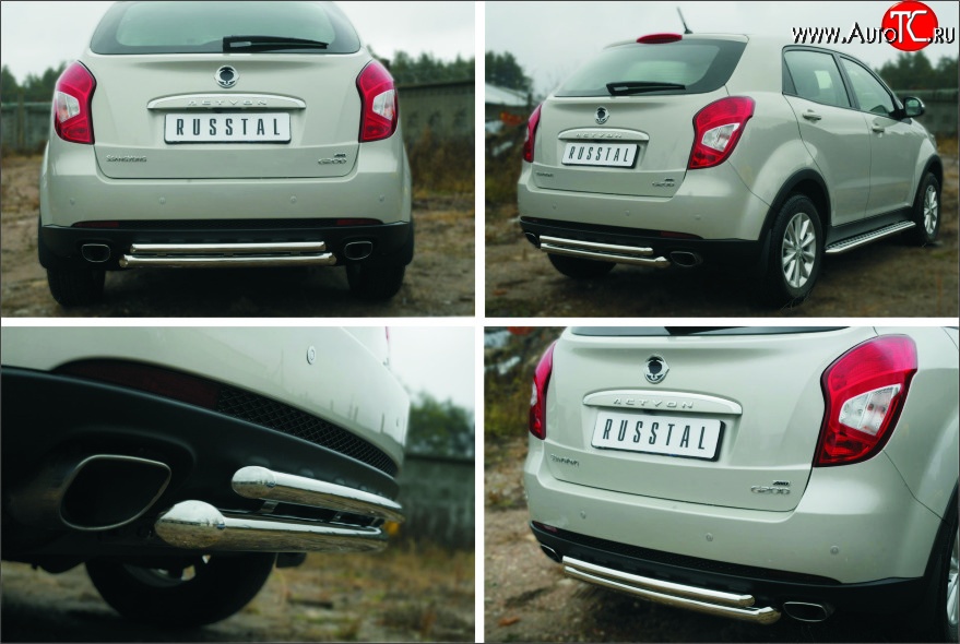 10 099 р. Защита заднего бампера (Ø63 и 42 мм, нержавейка) Russtal SSANGYONG Actyon рестайлинг (2013-2021)  с доставкой в г. Керчь