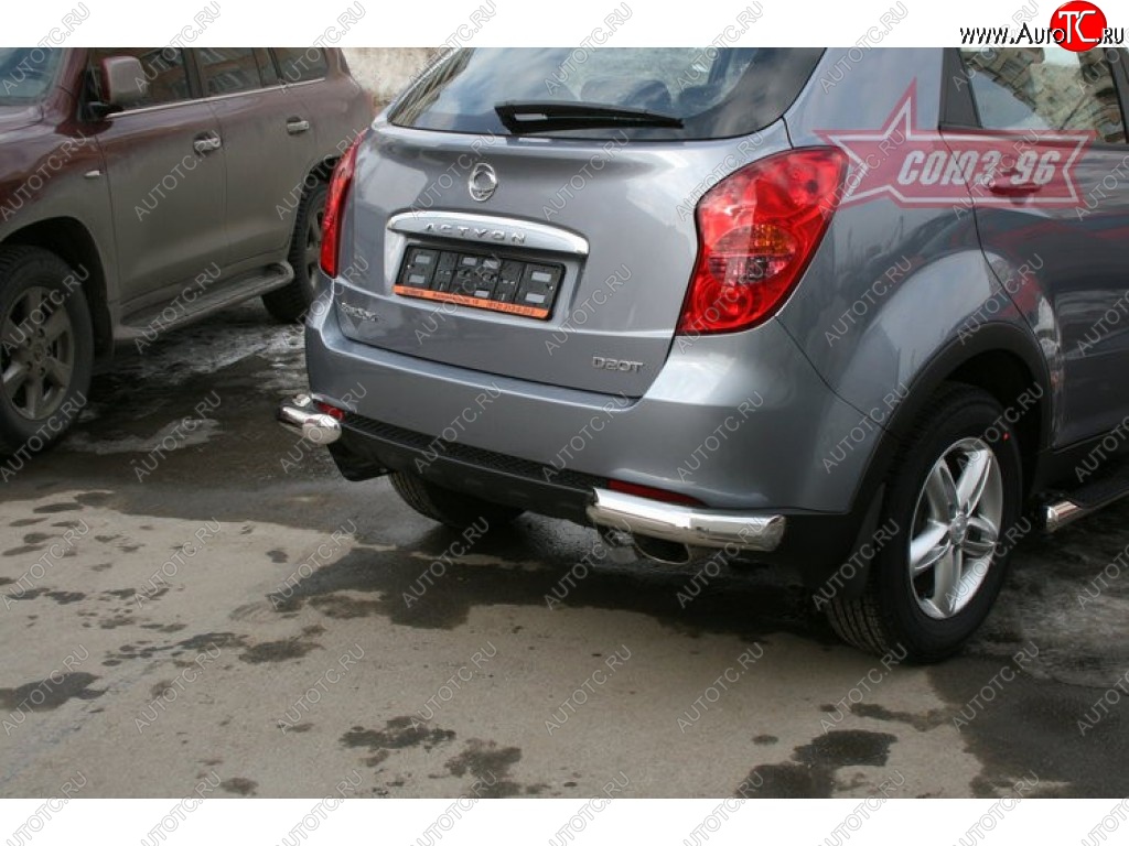 13 949 р. Угловая защита заднего бампера d76 Souz-96 SSANGYONG Actyon дорестайлинг (2010-2013)  с доставкой в г. Керчь