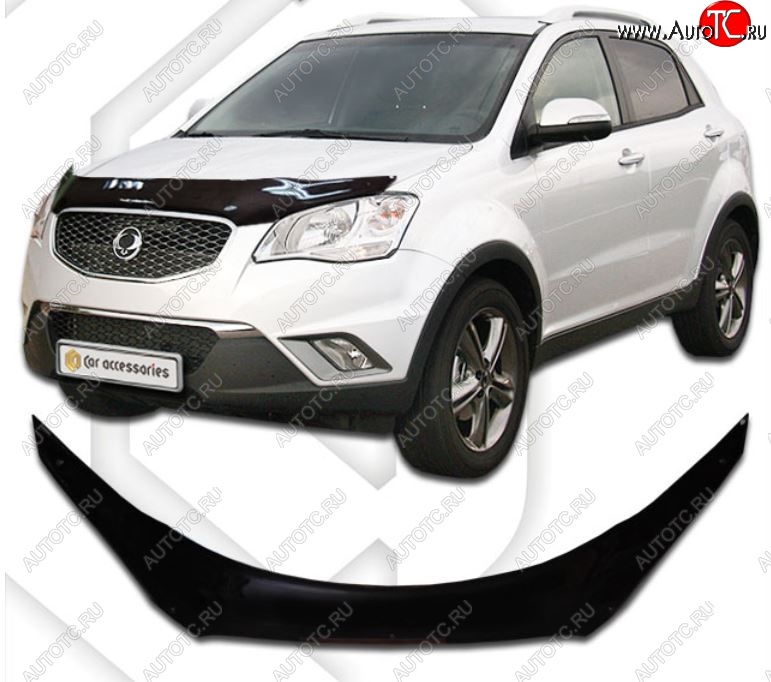2 199 р. Дефлектор капота CA-Plastic  SSANGYONG Korando  3 (2010-2025) дорестайлинг (Classic черный, Без надписи)  с доставкой в г. Керчь