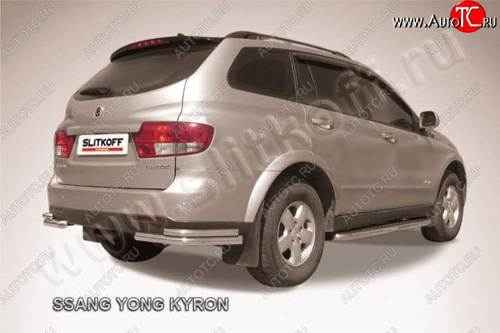 6 899 р. Уголки d57+d42 двойные  SSANGYONG Kyron (2005-2007) дорестайлинг (Цвет: серебристый)  с доставкой в г. Керчь