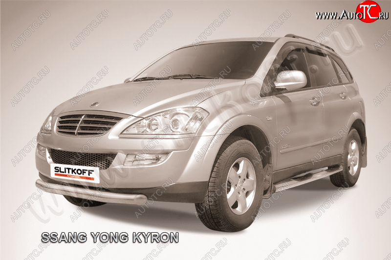 13 499 р. Защита переднего бампера Slitkoff (Ø76 мм).  SSANGYONG Kyron (2007-2016) рестайлинг (полированная нержавейка)  с доставкой в г. Керчь