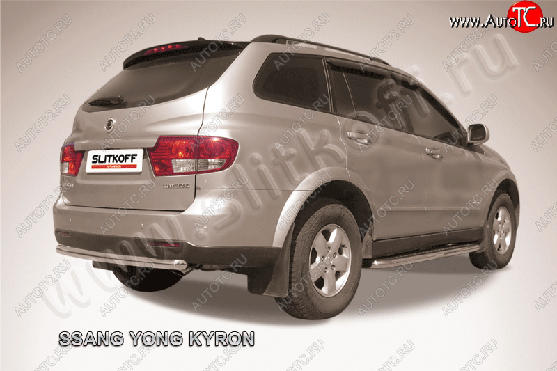 8 999 р. Защита заднего бампера Slitkoff (Ø мм) SSANGYONG Kyron рестайлинг (2007-2016) (Нержавеющая сталь)  с доставкой в г. Керчь