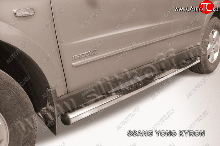 17 699 р. Защита порогов Slitkoff (Ø76 мм, с проступями)  SSANGYONG Kyron (2007-2016) рестайлинг (полированная нержавейка)  с доставкой в г. Керчь