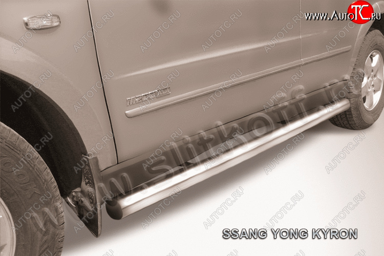 14 999 р. Защита порогов Slitkoff (Ø76 мм)  SSANGYONG Kyron (2007-2016) рестайлинг (полированная нержавейка)  с доставкой в г. Керчь