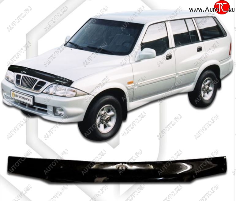 1 999 р. Дефлектор капота CA-Plastiс  SSANGYONG Musso (1993-2005) (серия Classic черный, Без надписи)  с доставкой в г. Керчь