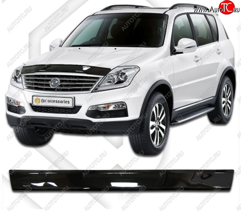 1 839 р. Дефлектор капота CA-Plastiс  SSANGYONG Rexton  Y290 (2012-2017) (Classic черный, Без надписи)  с доставкой в г. Керчь