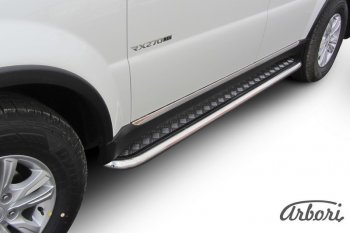 Защита штатных порогов с листом Arbori SSANGYONG Rexton Y290 (2012-2017)