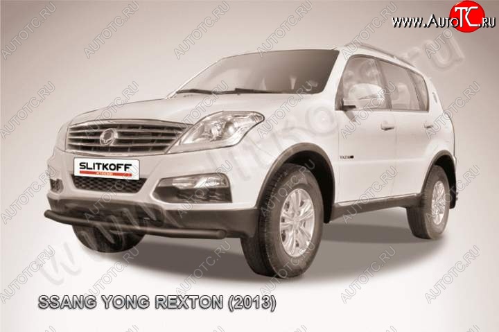 7 899 р. Защита переднего бампер Slitkoff  SSANGYONG Rexton  Y290 (2012-2017) (Цвет: серебристый)  с доставкой в г. Керчь