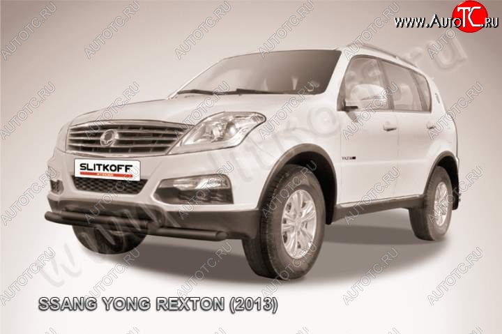 9 999 р. Защита переднего бампер Slitkoff SSANGYONG Rexton Y290 (2012-2017) (Цвет: серебристый)  с доставкой в г. Керчь