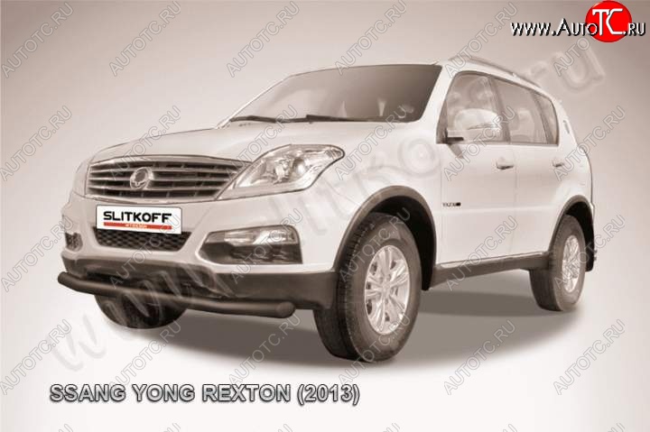 8 999 р. Защита переднего бампер Slitkoff SSANGYONG Rexton Y290 (2012-2017) (Цвет: серебристый)  с доставкой в г. Керчь