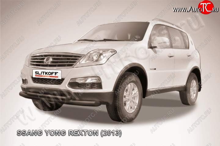 10 999 р. Защита переднего бампер Slitkoff  SSANGYONG Rexton  Y290 (2012-2017) (Цвет: серебристый)  с доставкой в г. Керчь