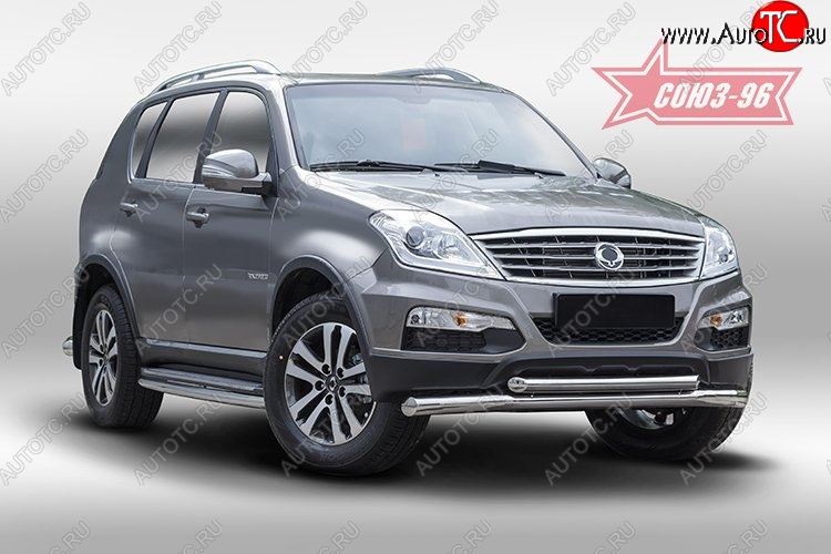 18 764 р. Защита переднего бампера двойная Souz-96 (d76/60) SSANGYONG Rexton Y290 (2012-2017)  с доставкой в г. Керчь