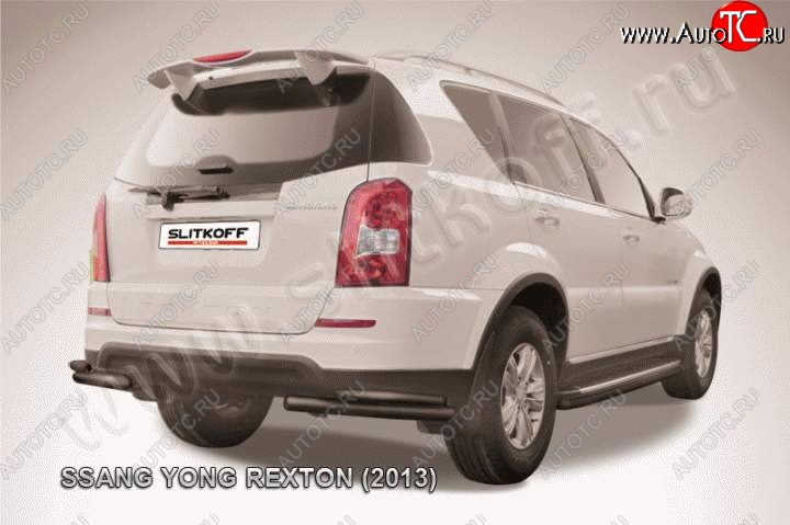6 799 р. Уголки d57+d42 двойные  SSANGYONG Rexton  Y290 (2012-2017) (Цвет: серебристый)  с доставкой в г. Керчь