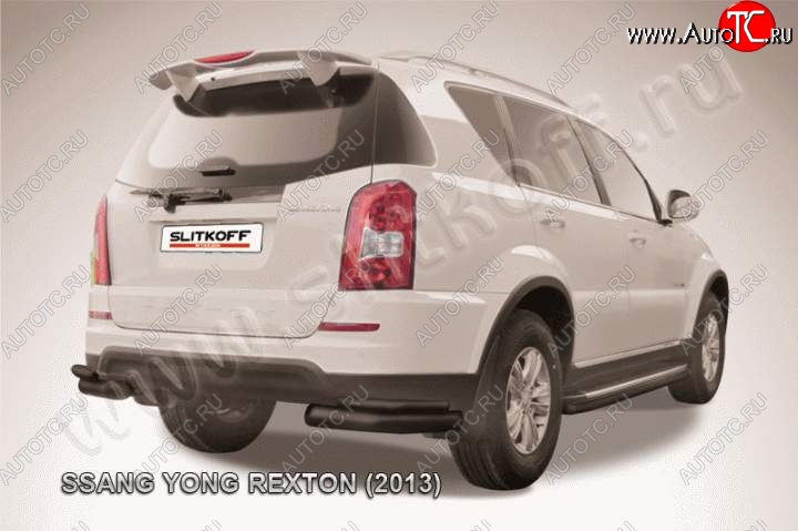 7 899 р. Уголки d76+d42 двойные SSANGYONG Rexton Y290 (2012-2017) (Цвет: серебристый)  с доставкой в г. Керчь