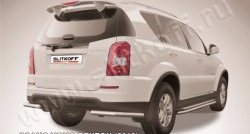 Защита заднего бампера из двух боковых уголков диаметром 57 мм Slitkoff SSANGYONG Rexton  Y290 (2012-2017)