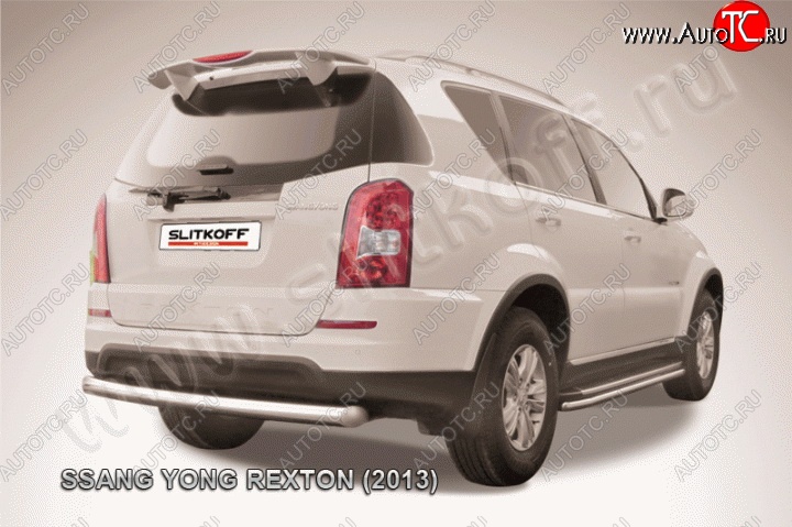 10 799 р. Защита заднего бампера из трубы диаметром 76 мм Slitkoff  SSANGYONG Rexton  Y290 (2012-2017) (Цвет: нержавеющая полированная сталь)  с доставкой в г. Керчь