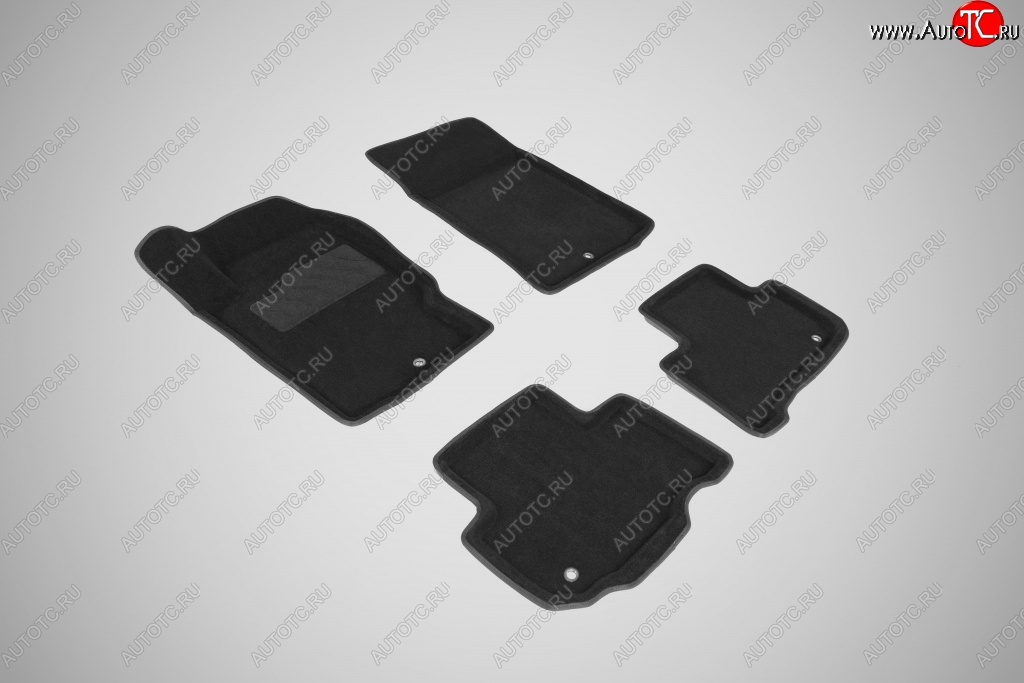 5 699 р. Износостойкие коврики в салон SeiNtex Premium 3D 4 шт. (ворсовые, черные) SSANGYONG Rexton Y290 (2012-2017)  с доставкой в г. Керчь