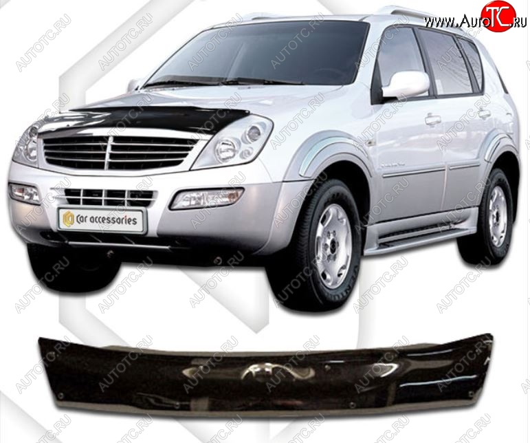 1 999 р. Дефлектор капота CA-Plastic SSANGYONG Rexton Y200 (2001-2006) (Classic черный, Без надписи)  с доставкой в г. Керчь