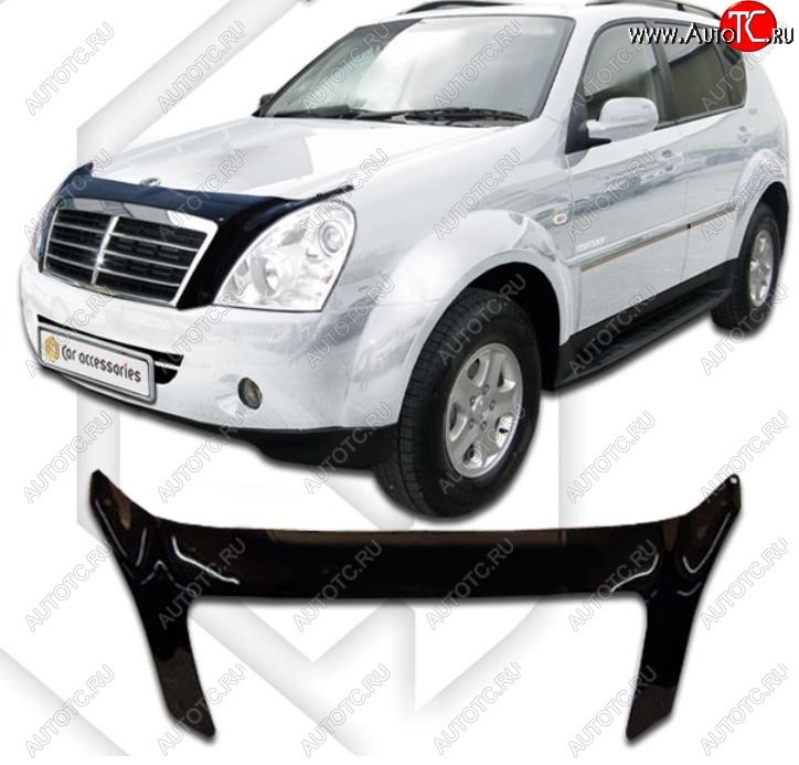 2 199 р. Дефлектор капота CA-Plastiс  SSANGYONG Rexton  Y250 (2006-2012) (Classic черный, Без надписи)  с доставкой в г. Керчь