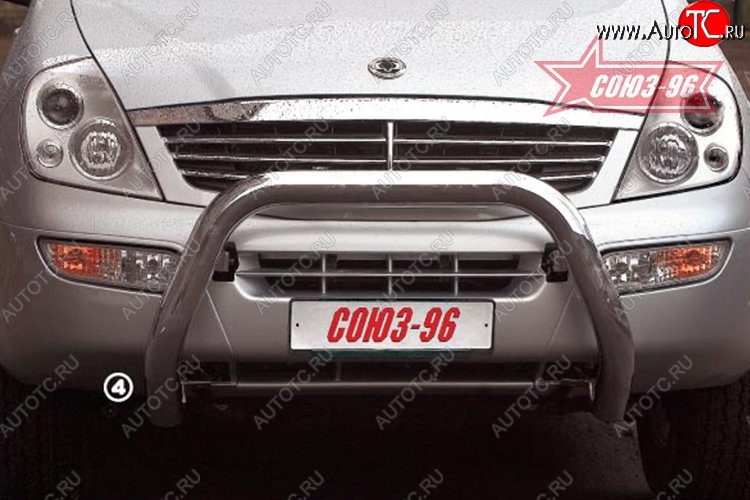 16 064 р. Защита переднего бампера (с кенгурином и подножкой) Souz-96 (d76) SSANGYONG Rexton Y200 (2001-2006)  с доставкой в г. Керчь