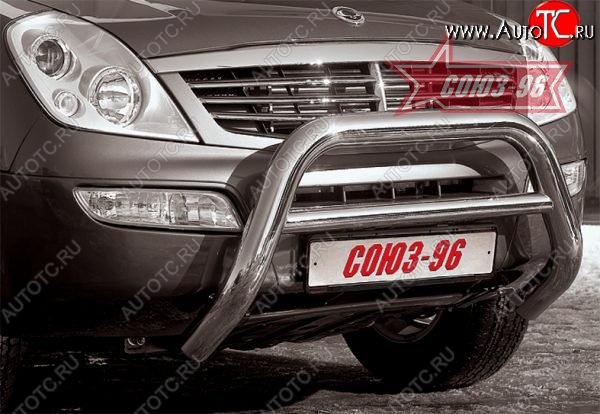 16 064 р. Защита переднего бампера (без кенгурина и подножек) Souz-96 (d76) SSANGYONG Rexton Y200 (2001-2006)  с доставкой в г. Керчь