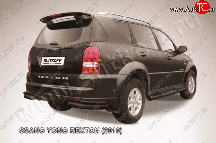 8 199 р. Уголки d76+d42 двойные SSANGYONG Rexton Y250 (2006-2012) (Цвет: серебристый)  с доставкой в г. Керчь