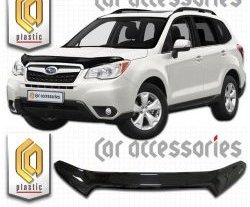 2 379 р. Дефлектор капота CA-Plastic Subaru Forester SJ рестайлинг (2016-2019) (Classic черный, Без надписи)  с доставкой в г. Керчь. Увеличить фотографию 2