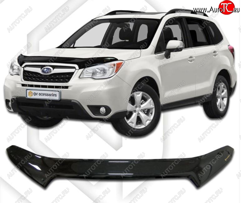 2 379 р. Дефлектор капота CA-Plastic Subaru Forester SJ рестайлинг (2016-2019) (Classic черный, Без надписи)  с доставкой в г. Керчь
