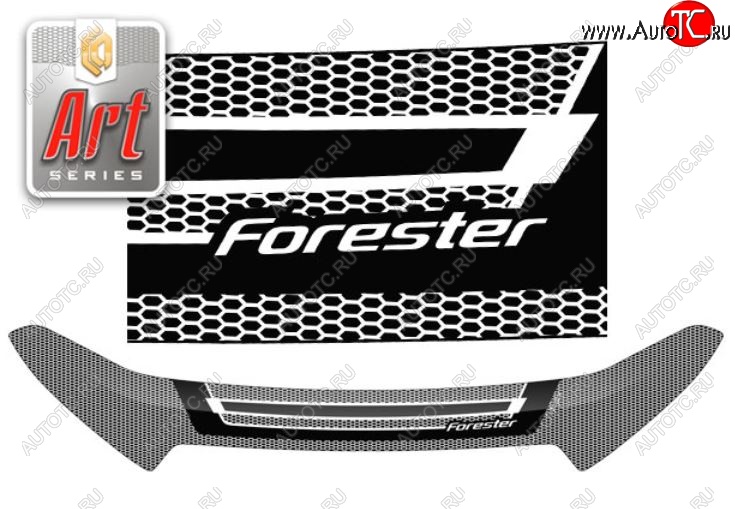 2 479 р. Дефлектор капота CA-Plastiс  Subaru Forester  SJ (2012-2019) дорестайлинг, рестайлинг (Серия Art серебро)  с доставкой в г. Керчь
