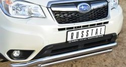 22 999 р. Защита переднего бампера (2 трубыØ63 мм, волна, нержавейка) SLITKOFF  Subaru Forester  SJ (2012-2016) дорестайлинг  с доставкой в г. Керчь. Увеличить фотографию 2