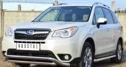 22 999 р. Защита переднего бампера (2 трубыØ63 мм, волна, нержавейка) SLITKOFF  Subaru Forester  SJ (2012-2016) дорестайлинг  с доставкой в г. Керчь. Увеличить фотографию 4