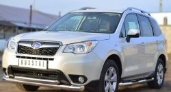 21 449 р. Защита переднего бампера (2 трубыØ76 и 63 мм, нержавейка) SLITKOFF Subaru Forester SJ дорестайлинг (2012-2016)  с доставкой в г. Керчь. Увеличить фотографию 2