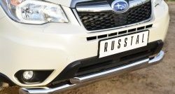 21 449 р. Защита переднего бампера (2 трубыØ76 и 63 мм, нержавейка) SLITKOFF Subaru Forester SJ дорестайлинг (2012-2016)  с доставкой в г. Керчь. Увеличить фотографию 3
