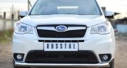 16 999 р. Одинарная защита переднего бампера диаметром 76 мм SLITKOFF  Subaru Forester  SJ (2012-2016) дорестайлинг  с доставкой в г. Керчь. Увеличить фотографию 2