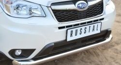 16 999 р. Одинарная защита переднего бампера диаметром 76 мм SLITKOFF  Subaru Forester  SJ (2012-2016) дорестайлинг  с доставкой в г. Керчь. Увеличить фотографию 3