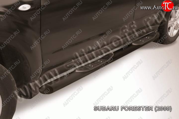 12 399 р. Защита порогов Slitkoff  Subaru Forester  SH (2008-2013) (Цвет: серебристый)  с доставкой в г. Керчь