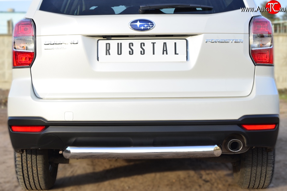 15 999 р. Одинарная защита заднего бампера из трубы диаметром 76 мм SLITKOFF  Subaru Forester  SJ (2012-2016) дорестайлинг  с доставкой в г. Керчь