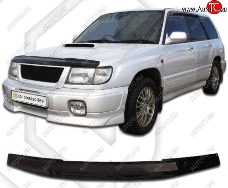 1 999 р. Дефлектор капота CA-Plastic Subaru Forester SF дорестайлинг (1997-2000) (Classic черный, Без надписи)  с доставкой в г. Керчь