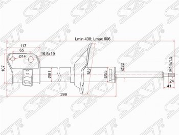 Левый амортизатор передний SAT Subaru Forester  SF (2000-2002) рестайлинг