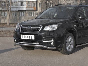 25 399 р. Защита переднего бампера (2 трубы Ø63 и 42 мм, нержавейка) SLITKOFF Subaru Forester SJ рестайлинг (2016-2019)  с доставкой в г. Керчь. Увеличить фотографию 2