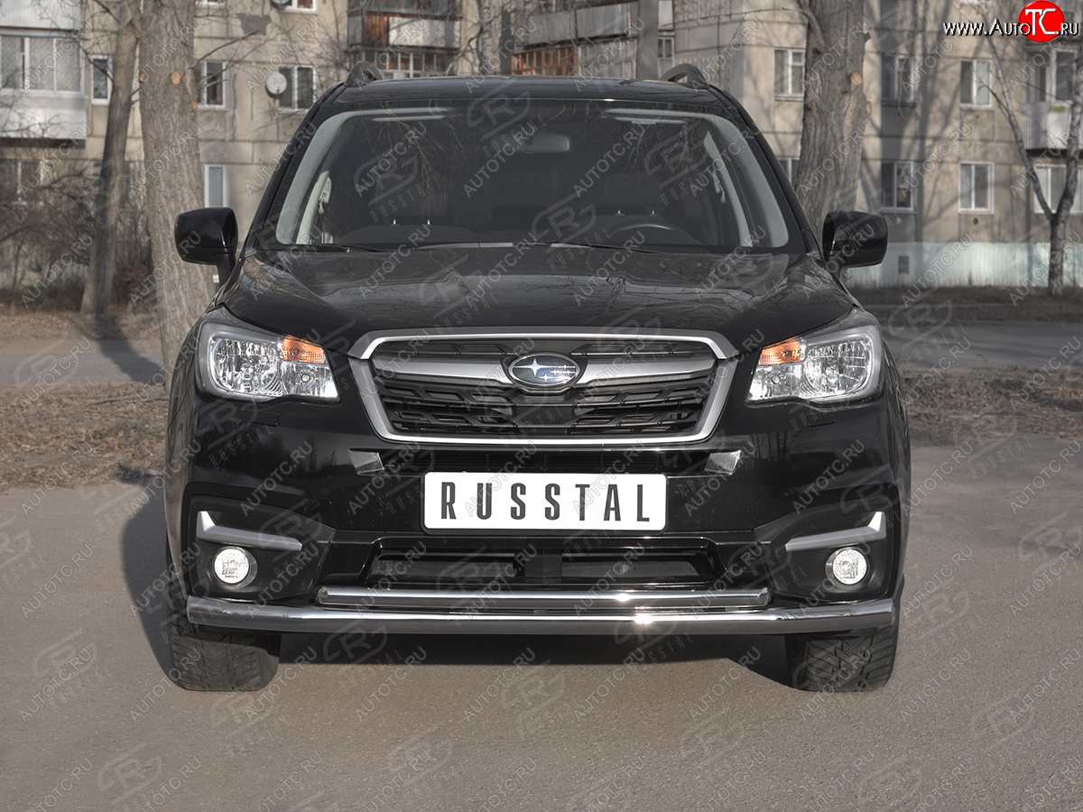 24 599 р. Защита переднего бампера SLITKOFF d63 секции-d42 дуга Subaru Forester SJ рестайлинг (2016-2019)  с доставкой в г. Керчь