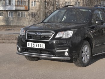 24 599 р. Защита переднего бампера SLITKOFF d63 секции-d42 дуга Subaru Forester SJ рестайлинг (2016-2019)  с доставкой в г. Керчь. Увеличить фотографию 2