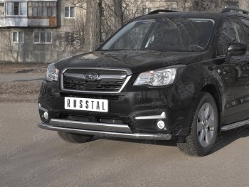 18 549 р. Защита переднего бампера (2 трубы Ø63 и 75х42 мм, нержавейка) Russtal Subaru Forester SJ рестайлинг (2016-2019)  с доставкой в г. Керчь. Увеличить фотографию 2