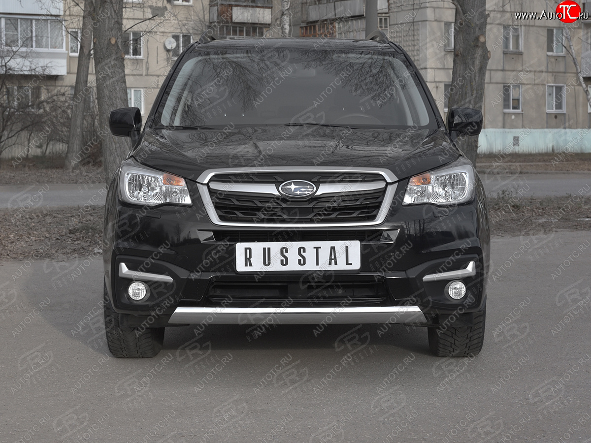 11 599 р. Защита переднего бампера (Ø75x42 мм, нержавейка) Russtal Subaru Forester SJ рестайлинг (2016-2019)  с доставкой в г. Керчь