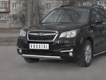 11 599 р. Защита переднего бампера (Ø75x42 мм, нержавейка) Russtal Subaru Forester SJ рестайлинг (2016-2019)  с доставкой в г. Керчь. Увеличить фотографию 2