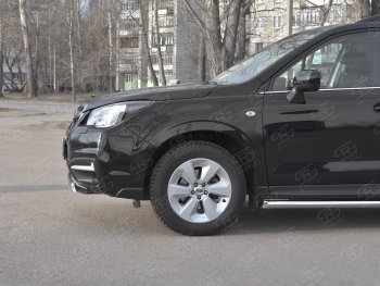 11 599 р. Защита переднего бампера (Ø75x42 мм, нержавейка) Russtal Subaru Forester SJ рестайлинг (2016-2019)  с доставкой в г. Керчь. Увеличить фотографию 3