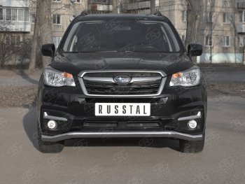 Защита переднего бампера SLITKOFF d63 волна Subaru Forester  SJ (2016-2019) рестайлинг