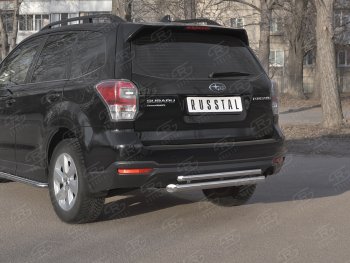 18 999 р. Защита заднего бампера (2 трубы Ø63 и 42 мм, нержавейка) SLITKOFF  Subaru Forester  SJ (2016-2019) рестайлинг  с доставкой в г. Керчь. Увеличить фотографию 2