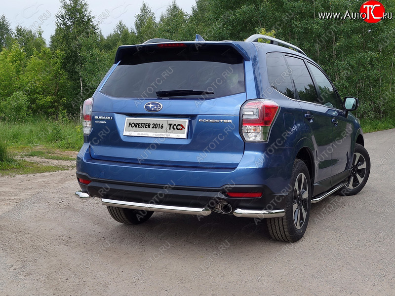 17 649 р. Защита заднего бампера (уголки) ТСС 60,3мм Subaru Forester SJ рестайлинг (2016-2019) (короткие, под брызговики)  с доставкой в г. Керчь