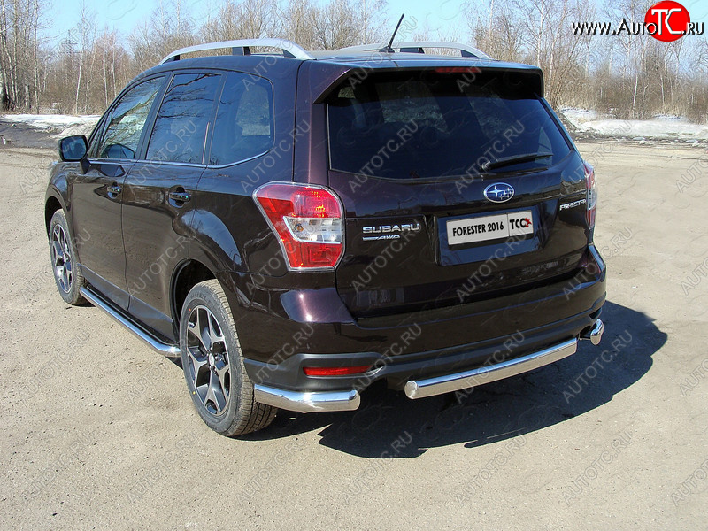 18 999 р. Защита заднего бампера (овальная) ТСС 75х42 мм Subaru Forester SJ рестайлинг (2016-2019)  с доставкой в г. Керчь